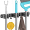 Juspota Porta Scope Parete Autoadesivo, Portascope da Muro con 3 Supporti e 2 Ganci, Appendi Scope a Muro in Acciaio Inox Avvitabile, Porta Mocio Salvaspazio, Nero