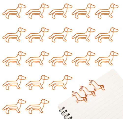 ElevateTech Dackel Büroklammern,20 Stück Dackel Lesezeichen Tiereform Lesezeichen Süße Papierklammern Büroklammern Lesezeichen Planer Clips Dackel Zubehör Bürobedarf Ordner Clips für Frauen und Männer