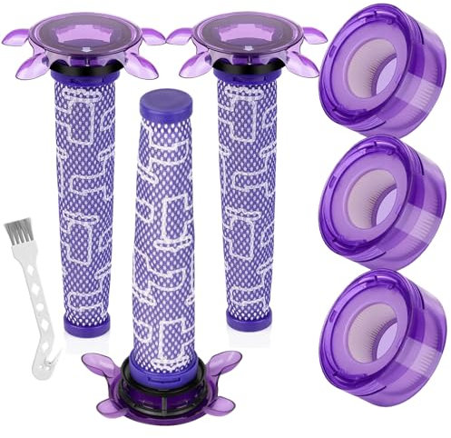 Filtro per Dyson V8 V7, 3 Filtri pre-motore e 3 filter post-motore e spazzola per la pulizia, HEPA Filtri di Ricambio per Dyson V8 Aspirapolvere Originale Animal per 965661-05/967478-05