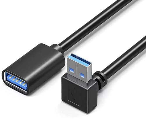 Câble d'extension USB 3.0 5 Gbps droite/gauche coudé mâle vers femelle 90 degrés pour ordinateur de bureau, ordinateur portable et plus encore