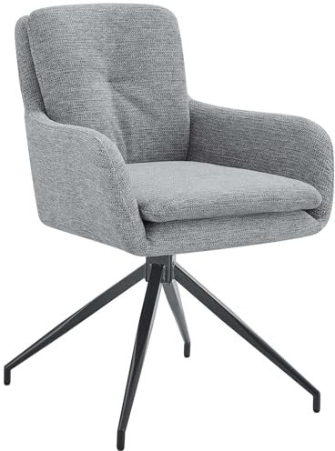 CLP Silla de Comedor giratoria Pickett Tela, sillón Giratorio 180° con reposabrazos y Respaldo, soporta hasta 150 kg, Color:Gris