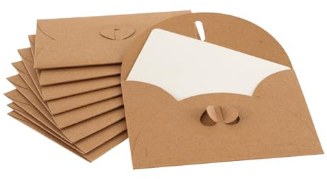 Emerson Briefumschläge postkarten blanko Mini kraft (25 Stück) aus Kraftumschlag, blanko karten zum selbstgestalten, Kuvert, Grußkarten - 70x105 mm mit beiliegenden gefalteten Karten 250g Kraftpapier