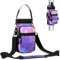 Nuovoware Magnetic Gym Bag Water Bottle Carrier Holder with Adjustable Shoulder Strap, 1000ml Magnets Magnetic Gym Bag Bottle Pouch Sling, 2 Pocket Sling Neoprene Organizer Sleeve, Purple Starry Sky