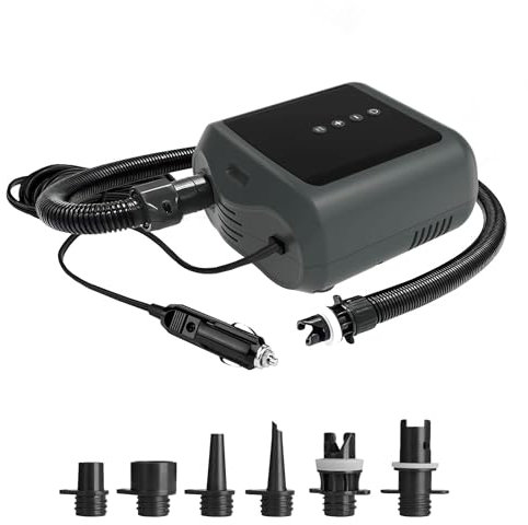PBG 6 Elektrische SUP Pumpe – 12V Auto-Luftpumpe mit LCD Display, bis 16 PSI & 80 l/min – Kompakte Luftpumpe für SUP Boards, Kajaks, Boote & Outdoor-Zubehör