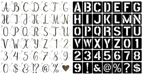 Letters and Numbers Stencil Kit, 84PCS Large Alphabet Stencils Letters, Reusable Spray Paint Stencils, for Wall Painting DIY Art Projects Decoration, Wall Art Drawing