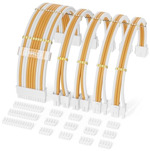 Sirlyr Kit d'extension de câble d'alimentation – Extensions de câble PC gainées de qualité supérieure (24 broches ATX × 1, 8 broches EPS × 2/GPU × 2) avec peignes de câble en métal pré-installés pour