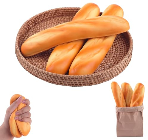 Anboor 3 piezas de juguete de pan largo de pan largo, juguete de squishy, perfumado, suave, juguete de crecimiento lento, accesorios de cocina, niños