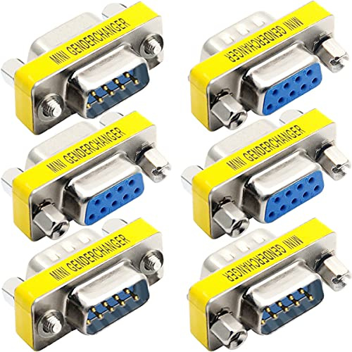 HAAMNING7 6 uds DB9 macho a macho/hembra a hembra, cambiador de género RS232, conector adaptador de puerto serie de transferencia de datos de 9 pines