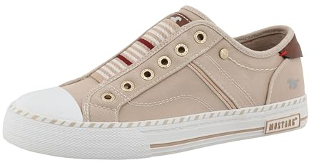 MUSTANG Damen Low-Top Sneaker, Frauen Halbschuhe,straßenschuhe,Strassenschuhe,Sportschuhe,Freizeitschuhe,Turnschuhe,Beige,42 EU