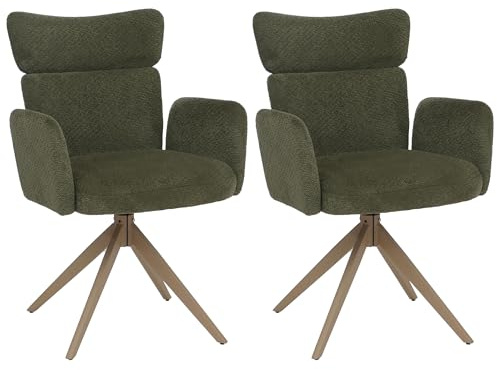 Lot de 2 chaises de salle à manger HWC-N11 vertes, pieds aspect bois