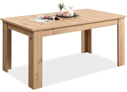 Homestyle4u Ausziehbarer Holztisch 120×80 cm Eiche auf 160 cm verlängerbar | Moderner Holztisch für Esszimmer & Küche erweiterbar auf 160 cm für bis zu 6 Personen