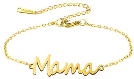 LIKGREAT Mama Armband für Damen aus Edelstahl Verstellbares Armband mit Schriftzug Mama Charm Minimalistischer Zarter Schmuck zum Muttertag oder Geburtstag für Mutter und Ehefrau