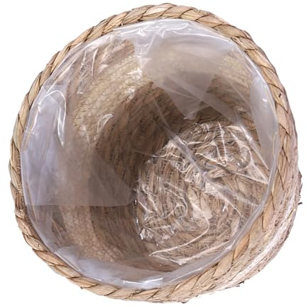 DEARMAMY Pot De Fleurs Tressé en Paille Cache-Pot Intérieur 6.30 X 5.12 X 4.33 in Panier Décoratif pour Maison Bureau Cuisine Salon Chambre Et Salle À Manger