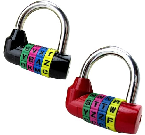 2 cerraduras de combinación, candado de 4 letras resistente, candado de combinación reiniciable para caja de herramientas, casilleros, maleta, de letra