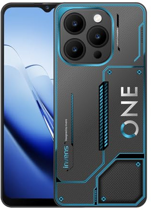 invens Note 12P Handys Ohne Vertrag, 6.56 HD+ Display, 48MP+8MP Kamera, 5000mAh Akku, 4+12GB RAM 128GB ROM, Android 15 günstiges Smartphone, Dual SIM Handy + TF, Face ID/Fingerabdruck (Cyber Blue)