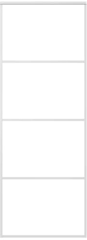 QJBSAVVA Porta scorrevole in vetro ESG opaco e alluminio, 76 x 205 cm, colore bianco, porta scorrevole salvaspazio per interni, moderna, opaca, con telaio stabile e vetro di sicurezza