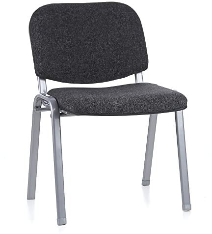 hjh OFFICE 704120 siège Visiteur, Chaise de conférence XT 600 SI Anthracite 4 Pieds argentés sans accoudoirs, empilable par 4, Dossier confortablement capitonné, idéal pour des salles d'attente