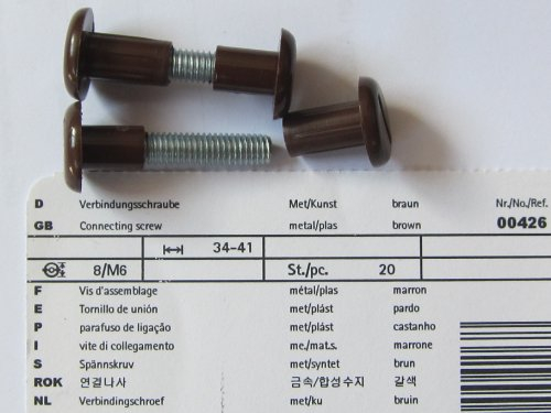 Verbindungsschraube, Metall/Kunststoff braun, 8/M6, 34-41 mm, 20 Stück, 426