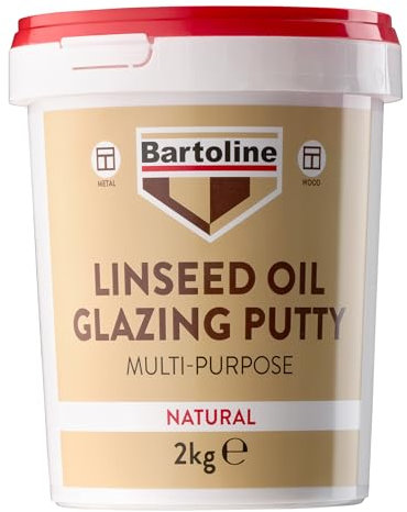 Bartoline Mastic de vitrage à l'huile de lin 2 kg - Mastic multi-usage pour fenêtres et cadres - Idéal pour les cadres en bois et en métal