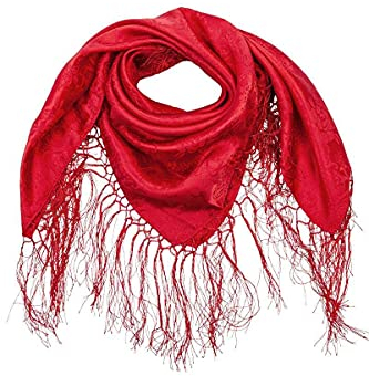 Striessnig Damen Trachten-Dreiecktuch Seide mit Fransen rot, 018 rot, unisize