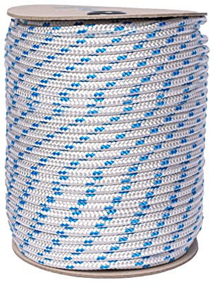 Corda Multiuso - Antica Corderia Marra - Treccia mare, fai da te, garden, mm 12, 30 m - Bianca con segnalino Azzurro - stabilizzato ai raggi U.V. resistente a intemperie e agenti atmosferici.