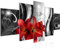 Runa Art Bild Wohnzimmer Schlafzimmer Blumen Lilien 5 Teilig Rot Schwarz Weiss Wandbilder auf Vlies Leinwand 208453c