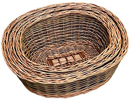 Red Hamper Set of 3 Two Tone Green oval Willow Trays, wicker, Brown, 33 x 44 x 18 cm
