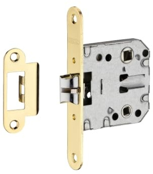 Cerradura de embutir para baño e inodoro, con retroceso de 50 mm, distancia entre ejes de 47 mm, extremos redondeados, media vuelta reversible - THIRARD