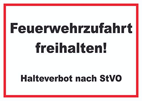 HB-Druck Feuerwehrzufahrt freihalten Halteverbot nach StVO Schild A0 Rückseite selbstklebend