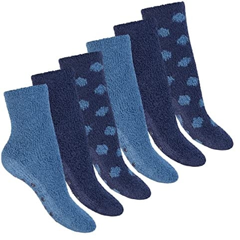 Footstar Damen & Herren Plüsch Socken mit weicher Unterseite oder ABS (6 Paar)