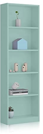 Habitdesign 005422J Estantería Juvenil 6 baldas, Librería Vertical, Modelo I-Joy, Acabado en Color Verde Acqua, Medidas: 180 cm (Alto) x 52 cm (Ancho) x 25 cm (Fondo), Verde Aqua