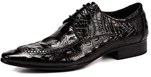 Rui Landed Business Oxford for Men Scarpe Eleganti da Cerimonia Stile con Lacci in Vera Pelle di Coccodrillo Goffrata di Alta qualità Trama a Punta Tacco Largo Discoteca