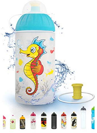 FreeWater Trinkflasche, 500 ml, Seepferd: schadstofffrei, spülmaschinengeeignet, auslaufsicher, langlebig