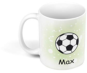 Sunnywall Personalisierte Kinder-Tasse aus Kunststoff mit Namen Riesige Auswahl an Motiven bruchsicher (Fußball Ball 03)
