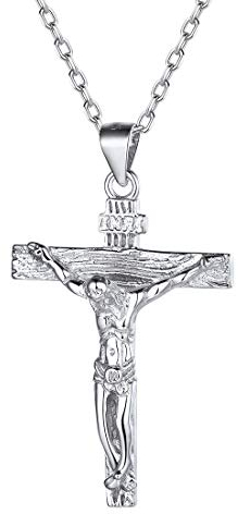 ChicSilver 925 Jesus Kreuzkette herren Kette mit Jesus Anhänger mit 46cm+5cm Verlängerung Kette für Christian