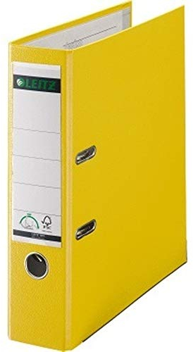 Leitz Qualitäts-Ordner 180° Plastik, das Original, DIN A4 Aktenordner 8,2 cm breit, Kunststoff-Ordner mit PP-laminiertem Einband, Mit 180° Mechanik, Höchste Stabilität und Qualität, Gelb, 10105015