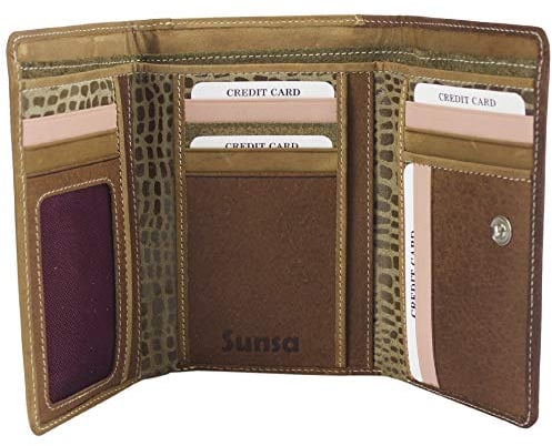 Sunsa Geldbörse. Damen große Geldbeutel. Leder Portemonnaie mit RFID Schutz. Brieftasche mit viele Kreditkarten Fächer. Geldtasche Wallet Purses for Women 81635