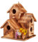 Relaxdays Vogelhaus, zum Aufhängen, Balkon, Terrasse, Garten, gebranntes Holz, Deko Nistkasten, HBT 34x20x19 cm, natur