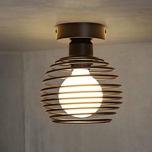 ZMH Deckenlampe Vintage Deckenleuchte Flur - Retro Flurlampe Schwarz Metall Lampenschirm Schlafzimmerlampe Industrial Küchenlampe E27 Fassung max.40W Deckenbeleuchtung für Balkon Gang Schlafzimmer
