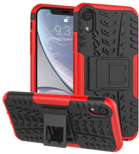 ALDHOFA iPhone X XS Hülle Militärischer: Schutz StoßfestKratzfest Ständer Schutzhülle Halter für iPhone X XS - Rot