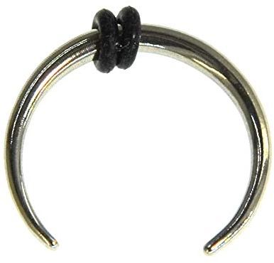 CHICNET Universal Piercing Horseshoe Hufeisen Sichel Form Ohr Nase Edelstahl in Silber, Zwei Gummiringe, Septum Lobe 1.2mm 1.6mm, 8mm-12mm 1.2 x 8mm
