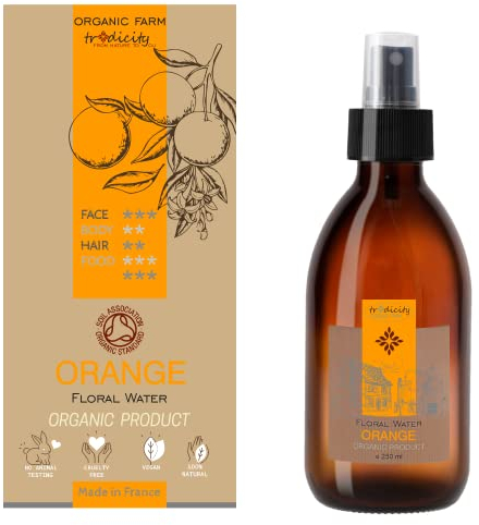 Eau Florale d'Orange Bio · Hydrolat d'Orange Bio · Astringent Visage, Peaux Grasses, Hydratant Corps & Visage, Apaisant · Eau Naturelle d'Orange pour Soins de la Peau - 250 ml