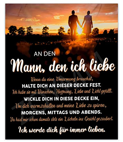 DINGXB kuscheldecke Personalisierte,Decke An Meine Mann Nachricht Brief Decke,Super Weiche Decke Flanell, für Tagesdecke Wohnzimmerdecke Tv-Decken Geschenk Weihnachten,An denn Mann,150x200cm