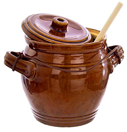 Zerodeko Fermentation Pot de Cruche Pot Traditionnel de Stockage de Légumes Chinois pour La Fermentation de Décapage Kimchi Pickles Légumes Kombucha Fermenteur Céramique Émaillée avec