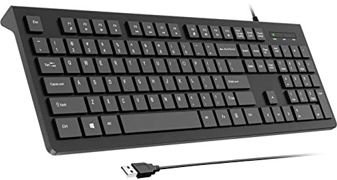 COLIKES Wired Computer Keyboard, Plug Play USB, Low Profile Chiclet Keys, Large Number Pad, Caps Indicators, Foldable Stands, Spill-Resistant, Anti-Wear Letters for Windows Mac PC Laptop, Full Size