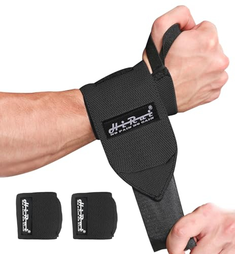 HiRui Elite 18 Weightlifting Wrist Wraps - Professional-Grade Ultimate Support & Comfort for Powerlifting Competition, CrossFit, Bodybuilding & Strength Training, Durable & Fully Adjustable (Black)