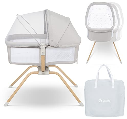 Lionelo Malin Evo 3in1 colecho bebe cuna con sistema de balanceo, cuna viaje bebe con colchon, parque cuna bebe con colchon de 0 hasta 9 kg, capota, mosquitera, plegable, ajuste de inclinación, Beige