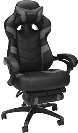 RESPAWN 110 Pro Gaming Chair - Gaming Chair with Footrest, Reclining Gaming Chair, Video Gaming Computer Desk Chair, Adjustable Desk Chair, Gaming Chairs For Adults With Headrest Pillow - Grey