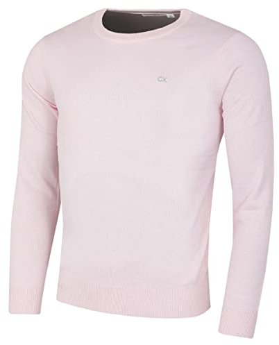 Calvin Klein Maglione in cotone da uomo, girocollo, morbido e traspirante, Rosa, XXL