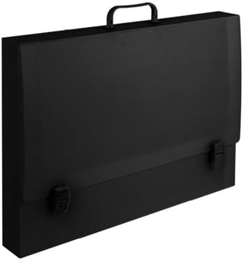 Pryma Valigetta Tecnica con Manico Nera con 2 Chiusure a clip - Porta Disegni e Documenti (51 X 71 X 3,5 Cm)